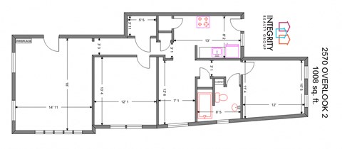 2 Bedroom 1 Bath Floorplan at Integrity Cleveland Heights, Cleveland Heights, Ohio